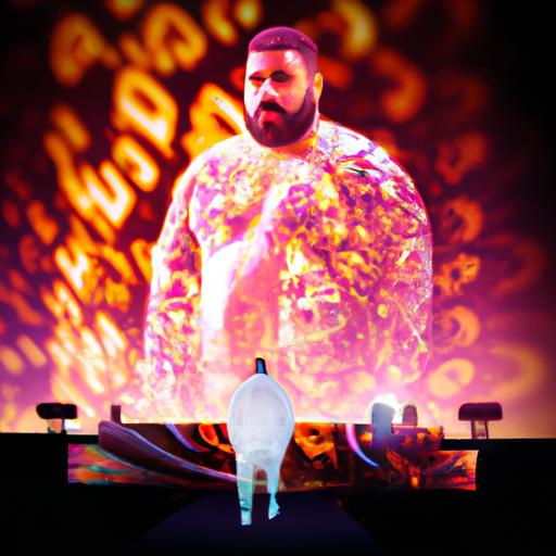 DJ Khaled's 'I Changed a Lot' album cover displayed as a hologram during his live performance