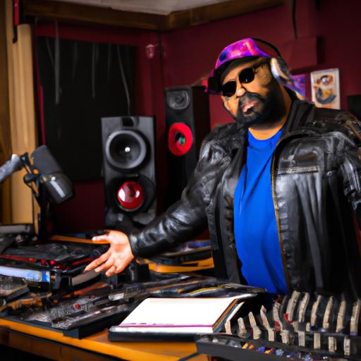 DJ Kay Slay works his magic in the recording studio, creating his next hit track.