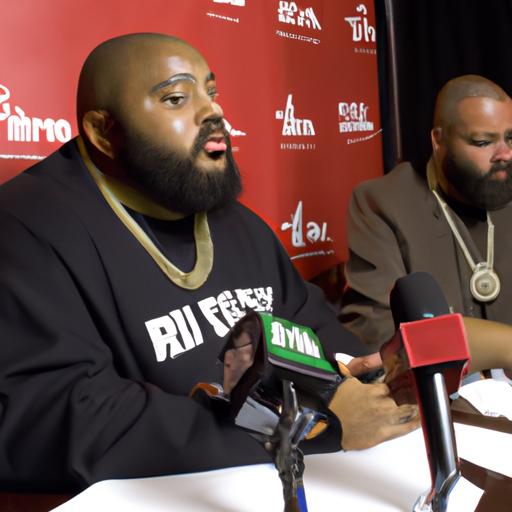 Rick Ross responding to DJ Vlad's questions at a press conference