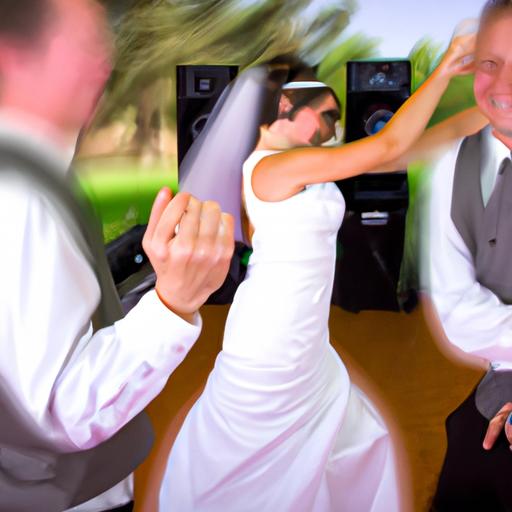 The bride and groom shared a special moment during their first dance.